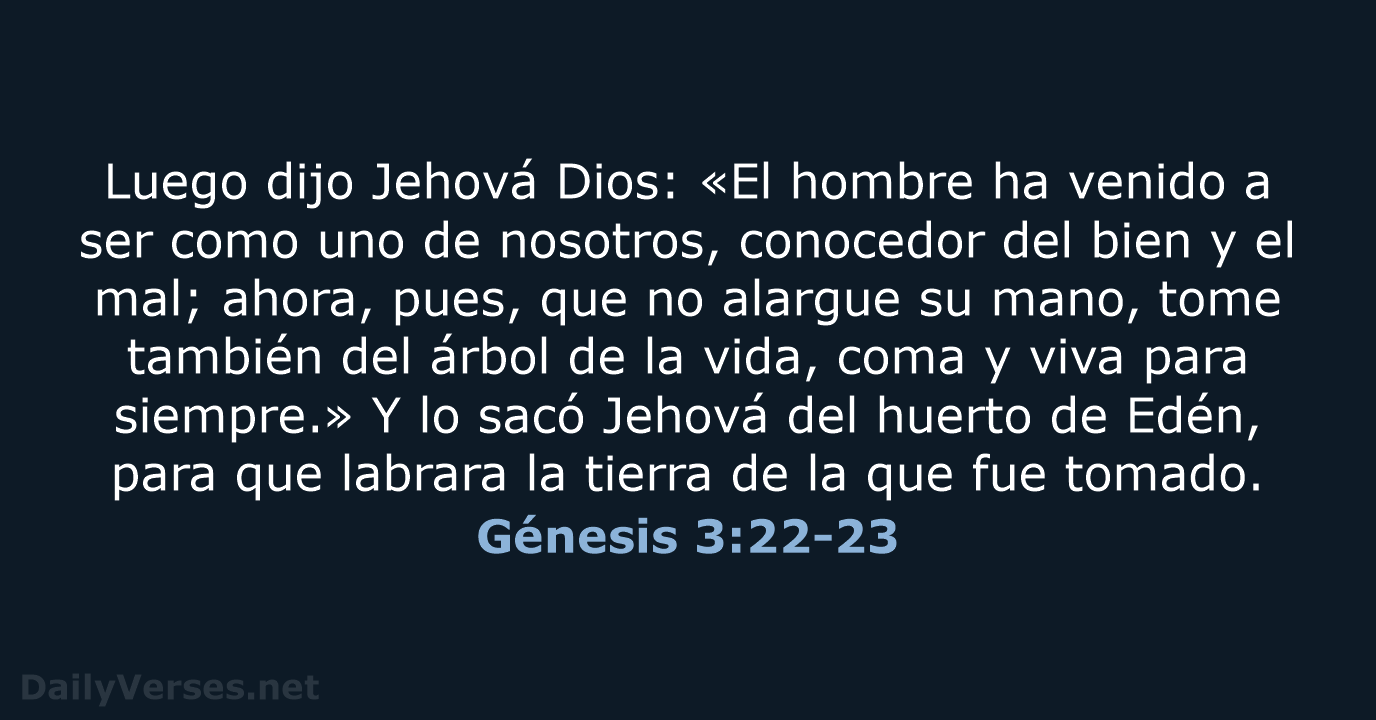 Luego dijo Jehová Dios: «El hombre ha venido a ser como uno… Génesis 3:22-23