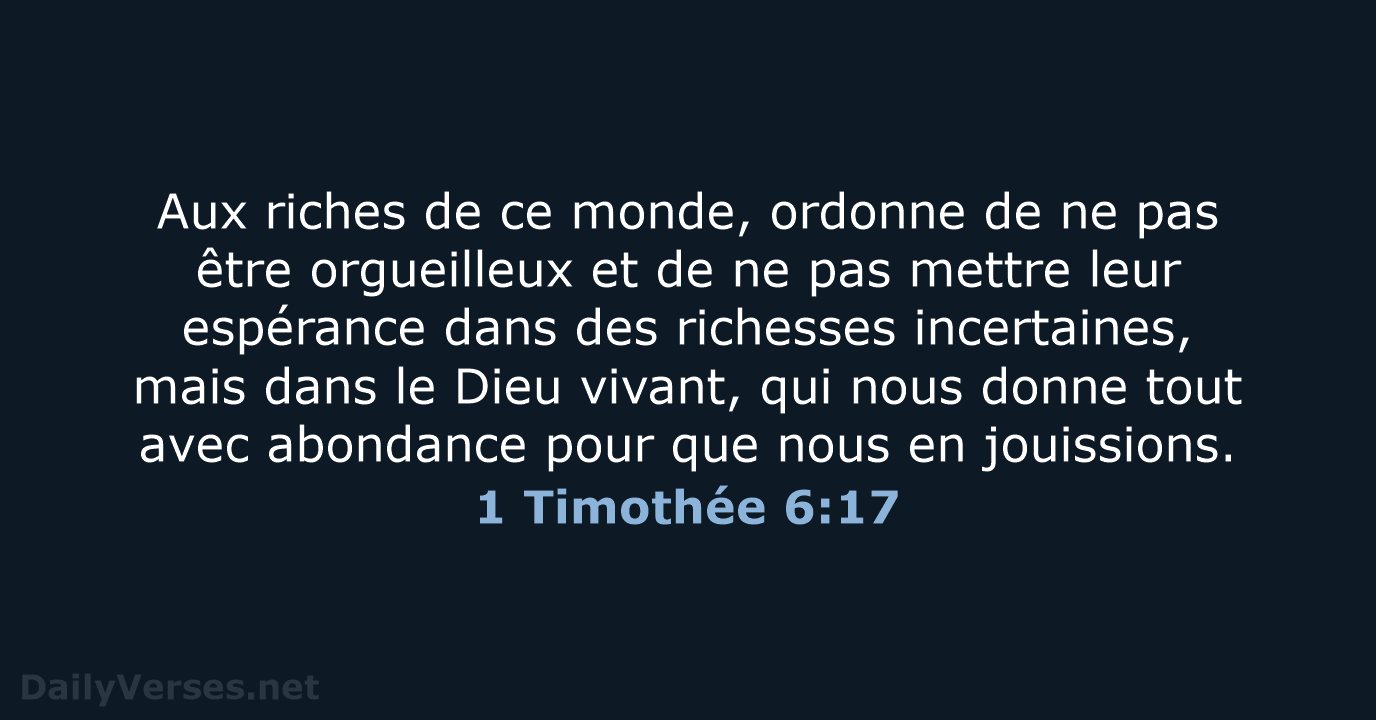1 Timothée 6:17 - SG21