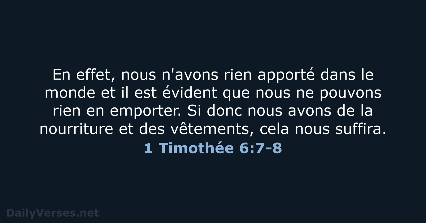 1 Timothée 6:7-8 - SG21