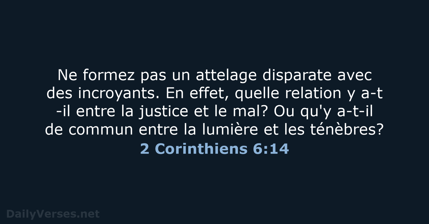 2 Corinthiens 6:14 - SG21