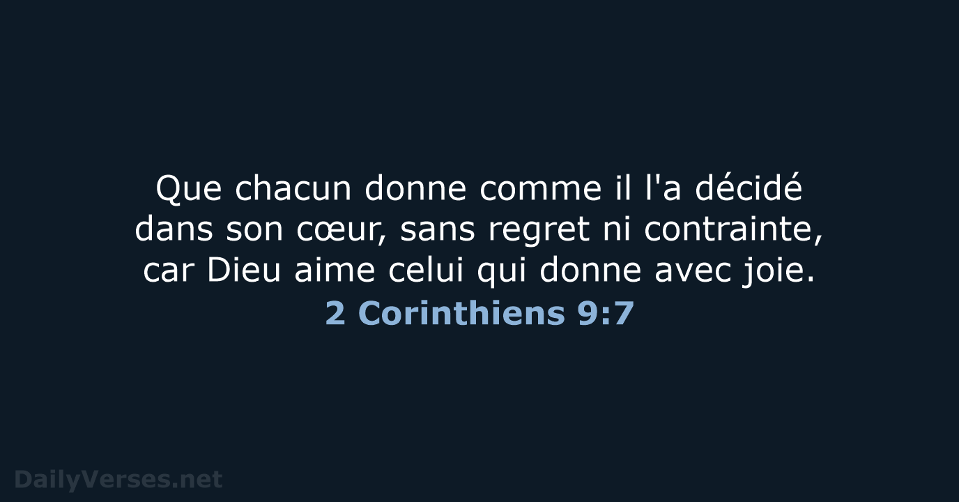 2 Corinthiens 9:7 - SG21