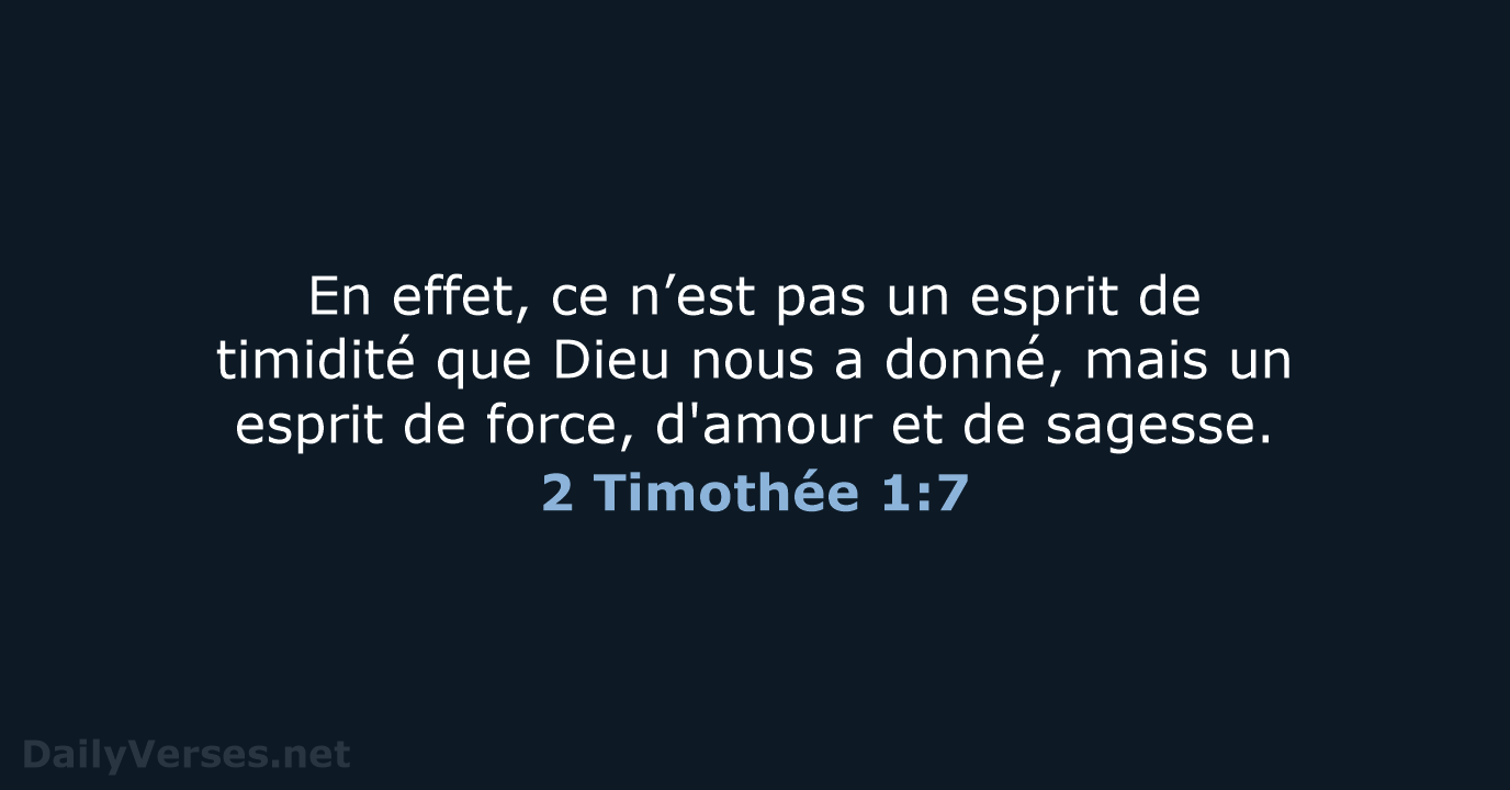 2 Timothée 1:7 - SG21