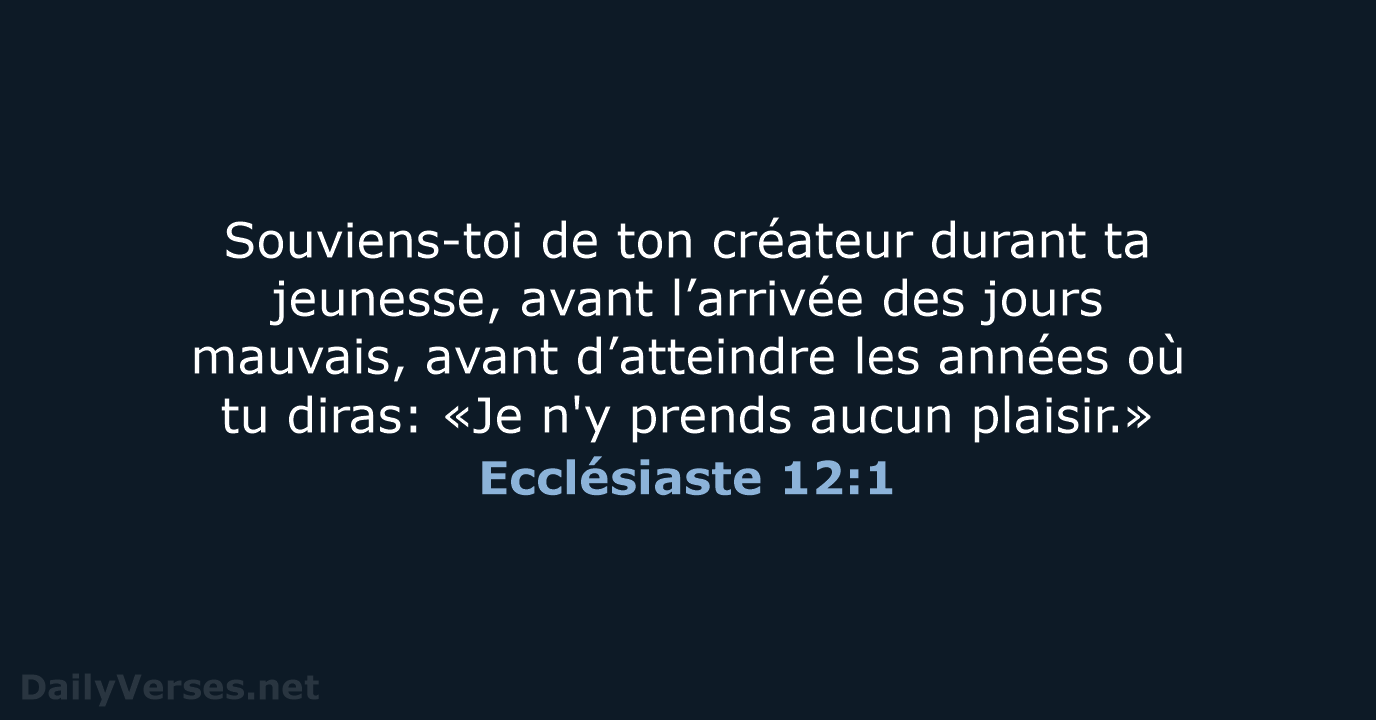 Ecclésiaste 12:1 - SG21