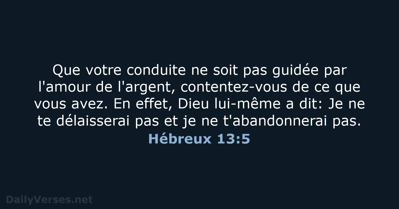 Hébreux 13:5 - SG21