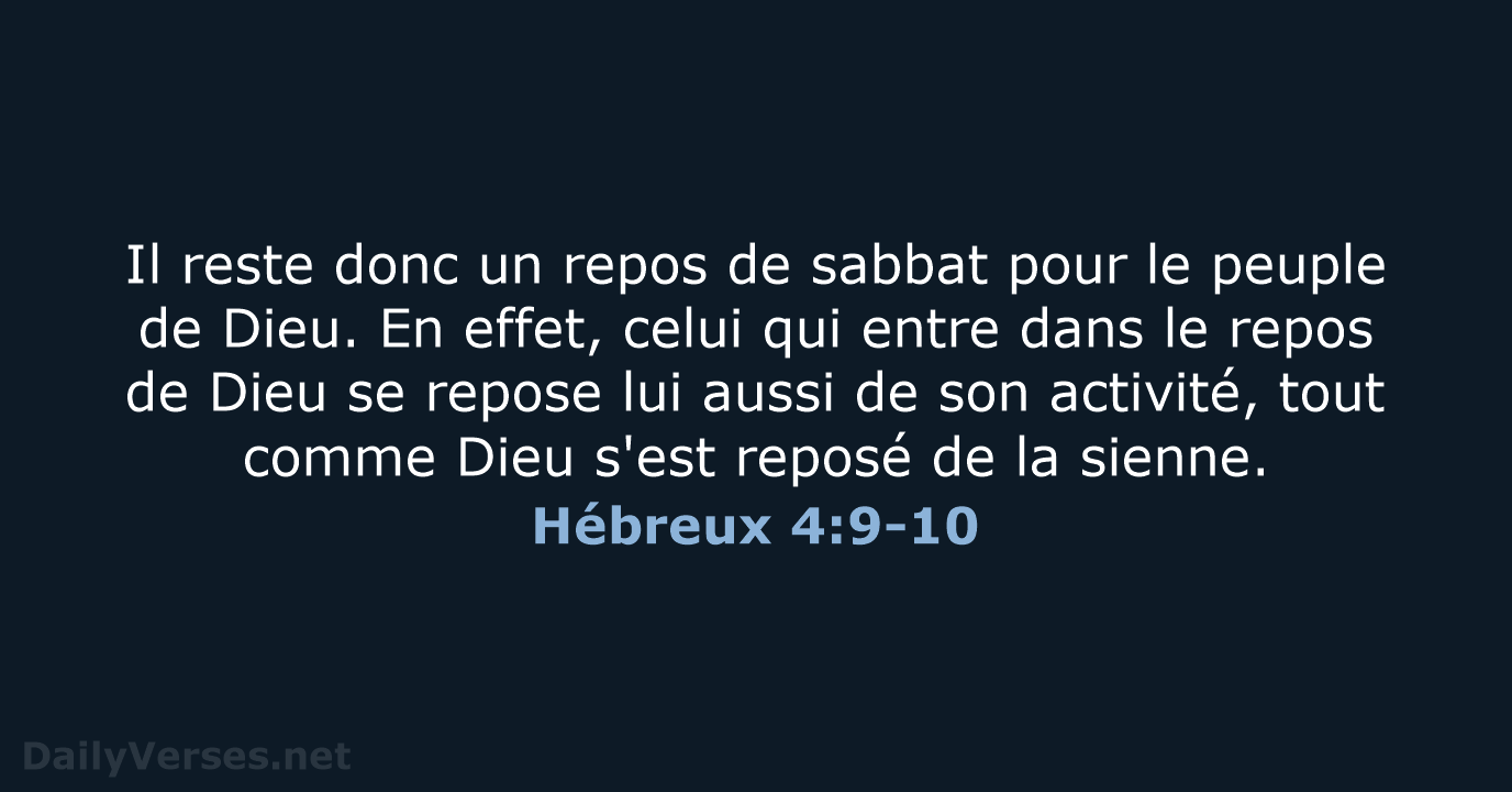 Hébreux 4:9-10 - SG21