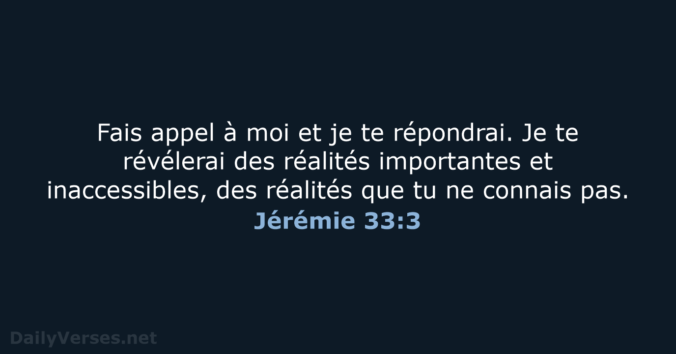 Jérémie 33:3 - SG21