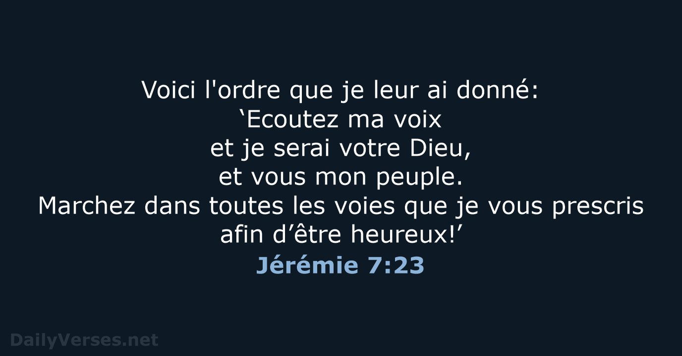 Jérémie 7:23 - SG21