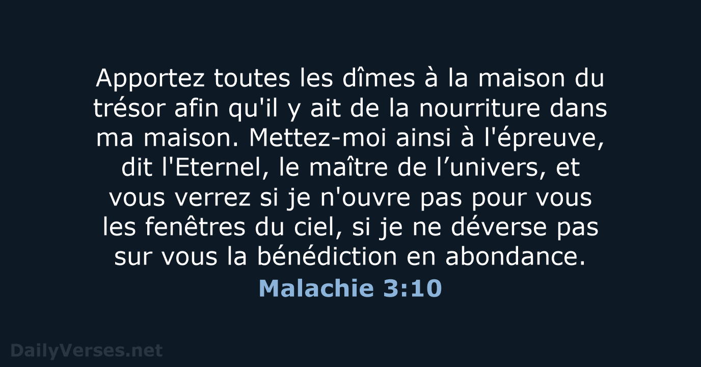 Malachie 3:10 - SG21