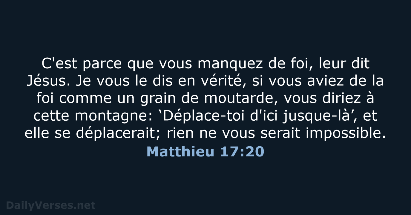 Matthieu 17:20 - SG21