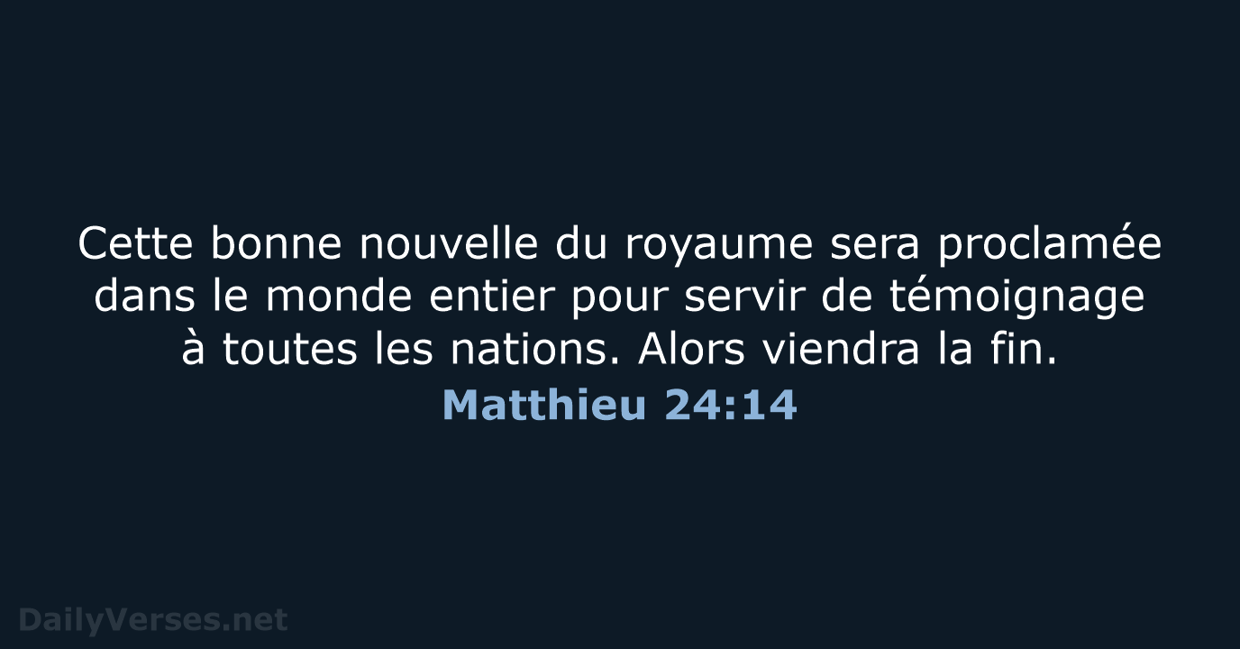 Matthieu 24:14 - SG21