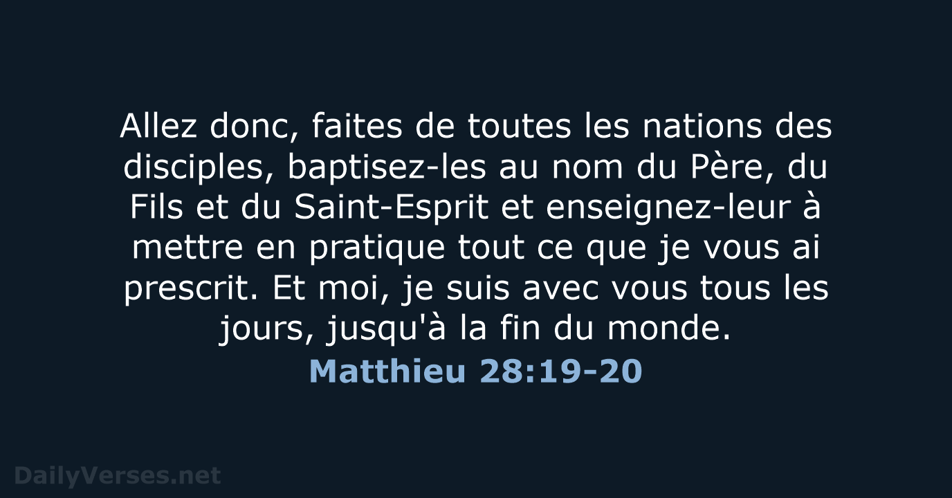 Matthieu 28:19-20 - SG21