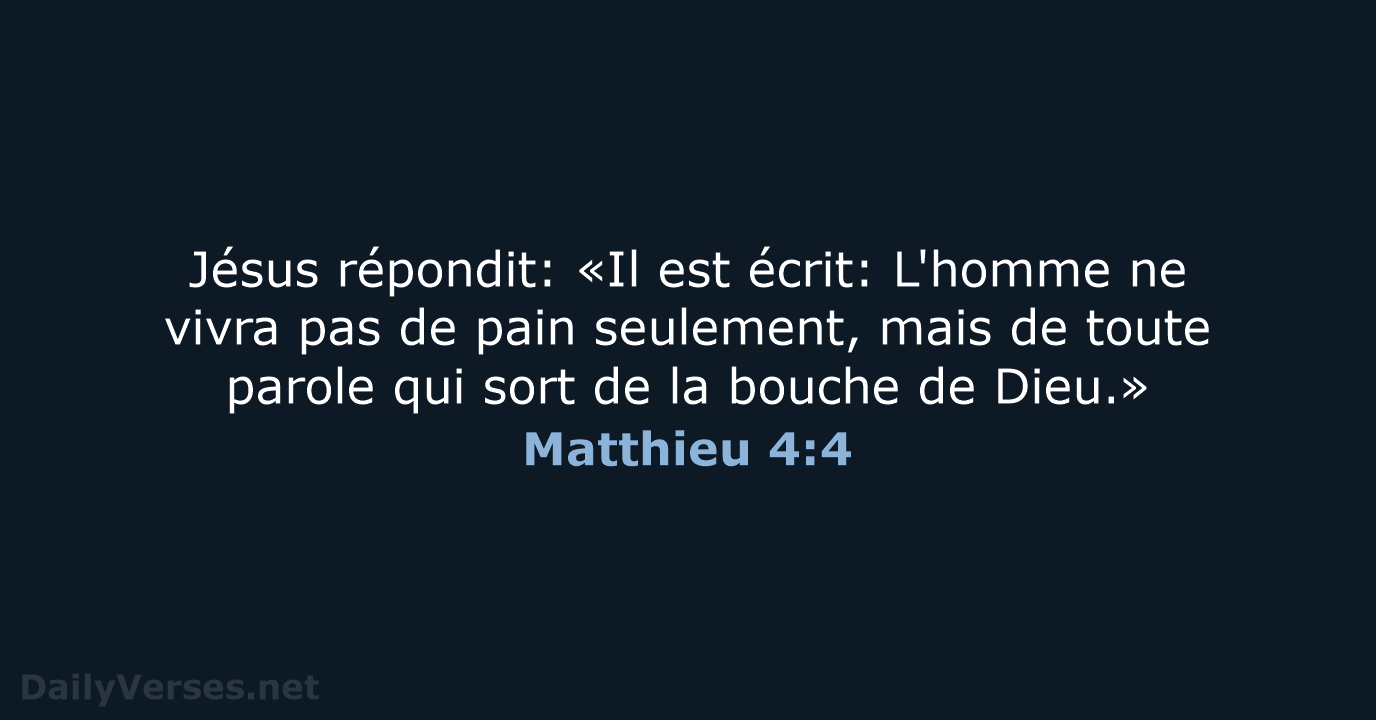 Matthieu 4:4 - SG21