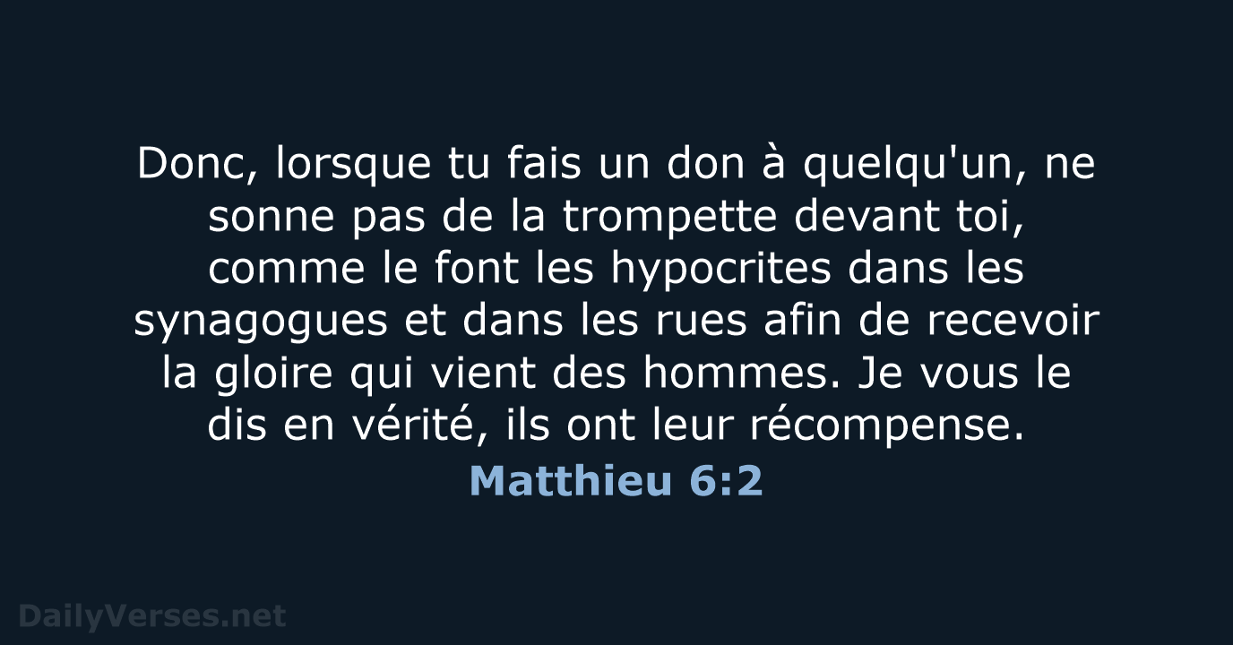 Matthieu 6:2 - SG21