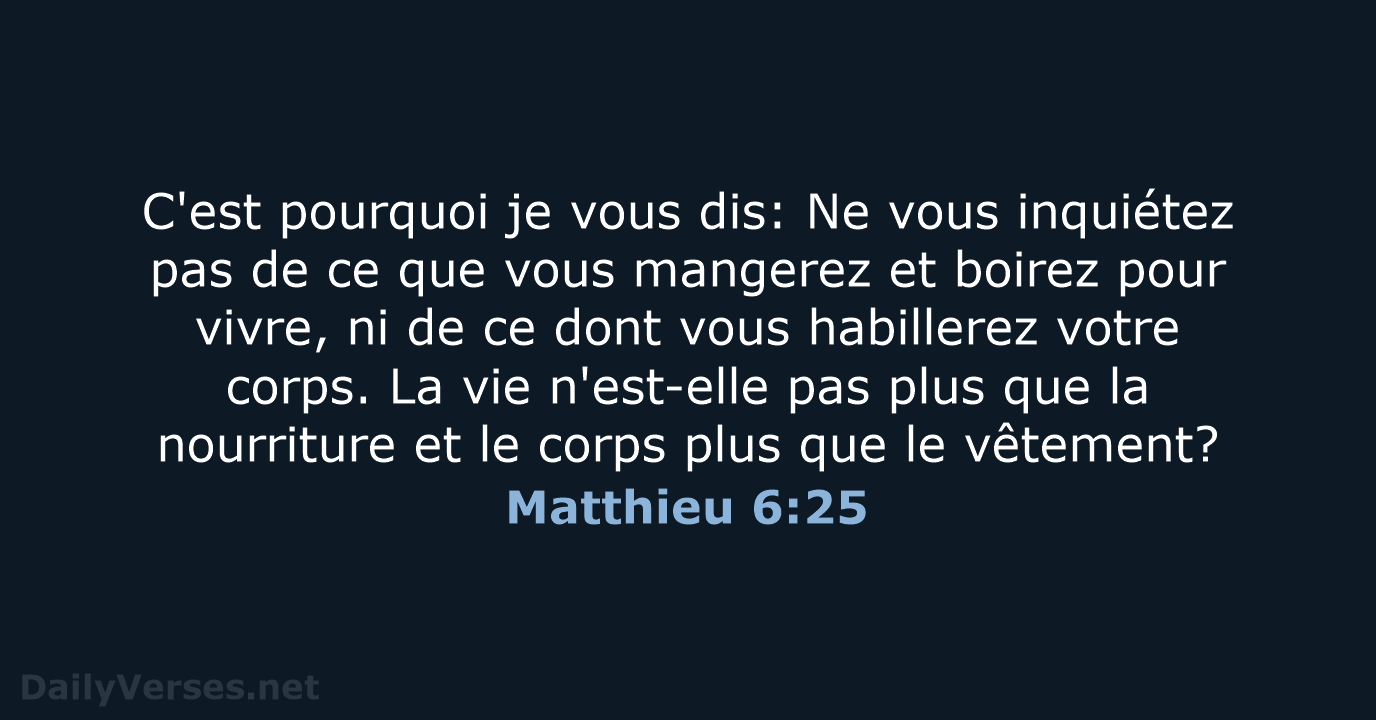 Matthieu 6:25 - SG21