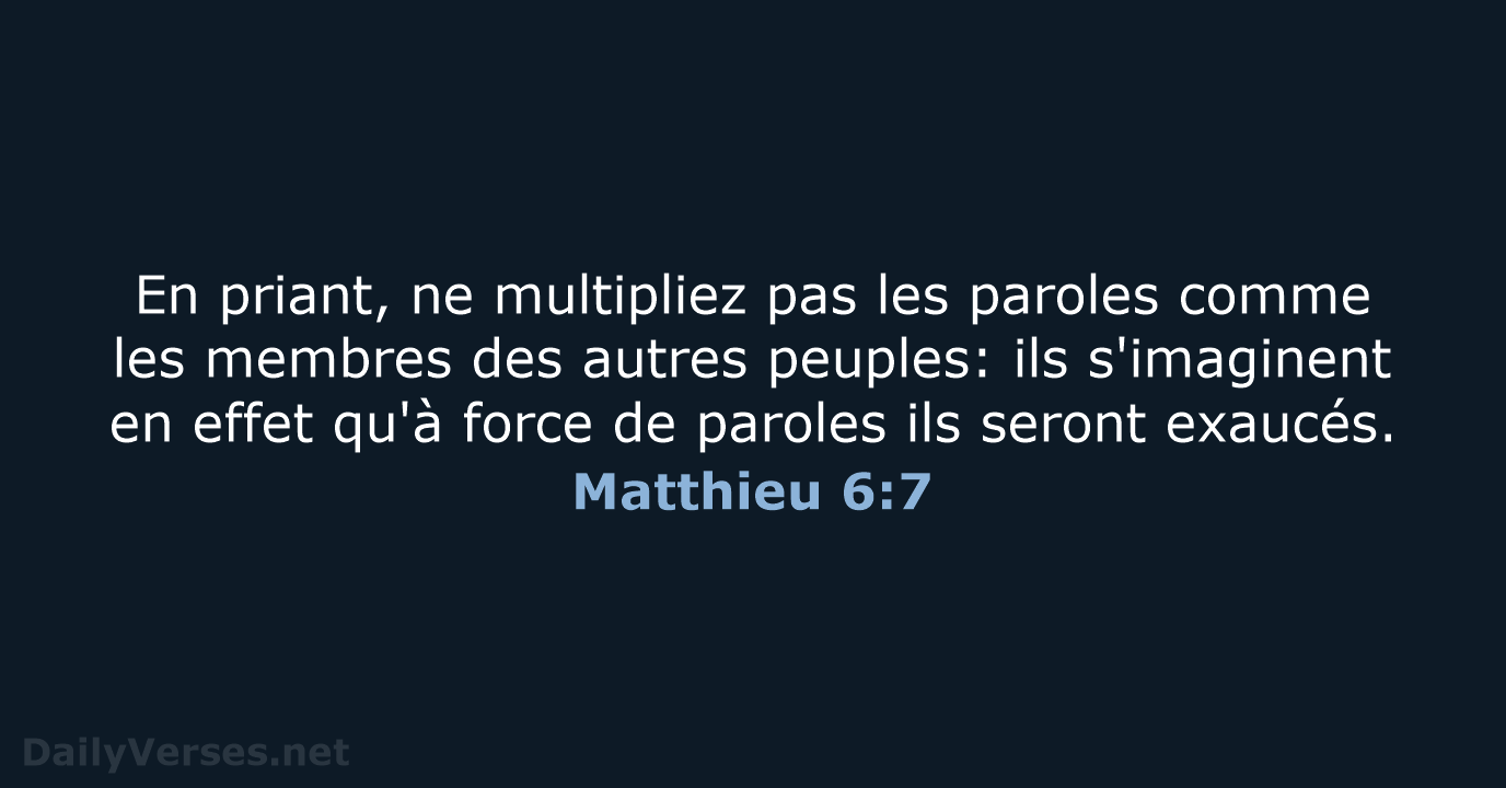 Matthieu 6:7 - SG21