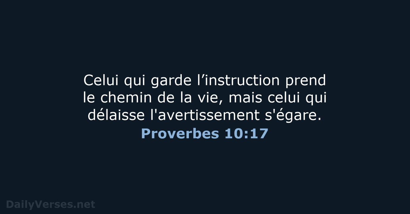Proverbes 10:17 - SG21