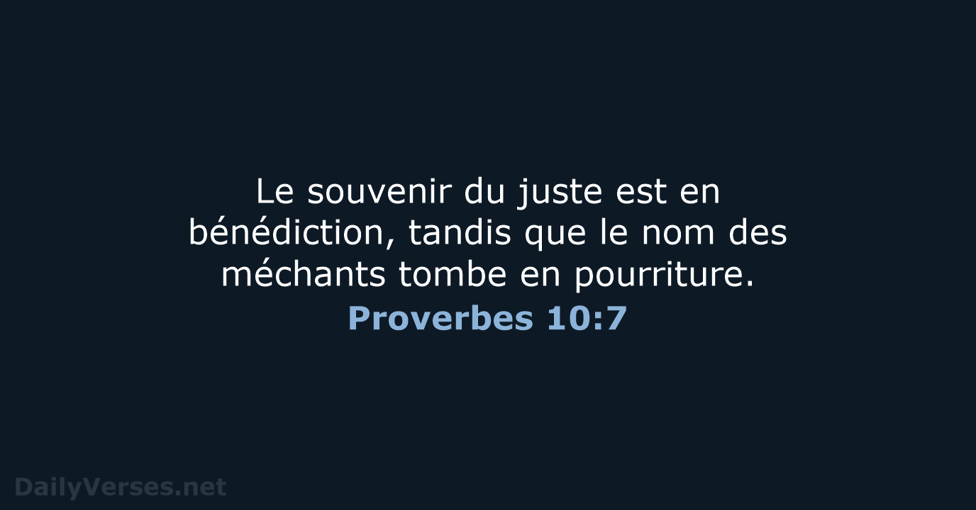 Proverbes 10:7 - SG21
