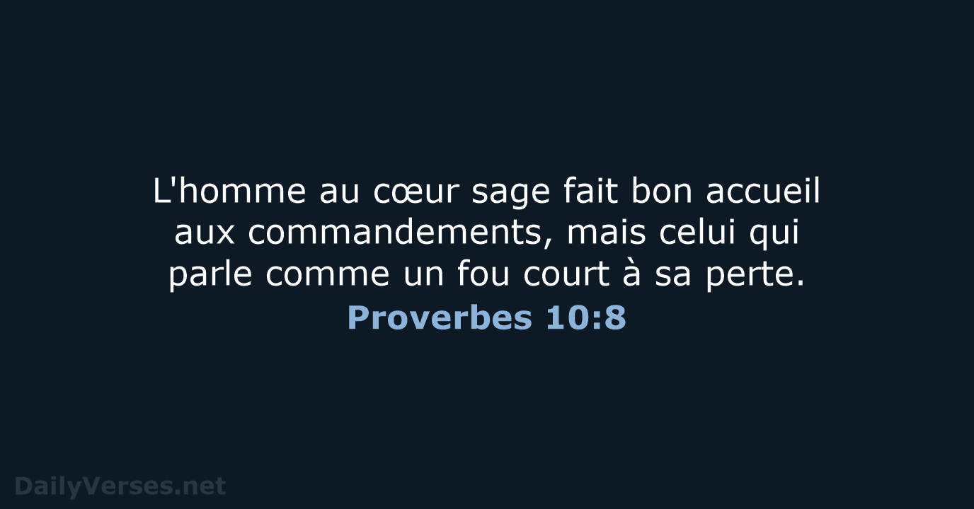 Proverbes 10:8 - SG21
