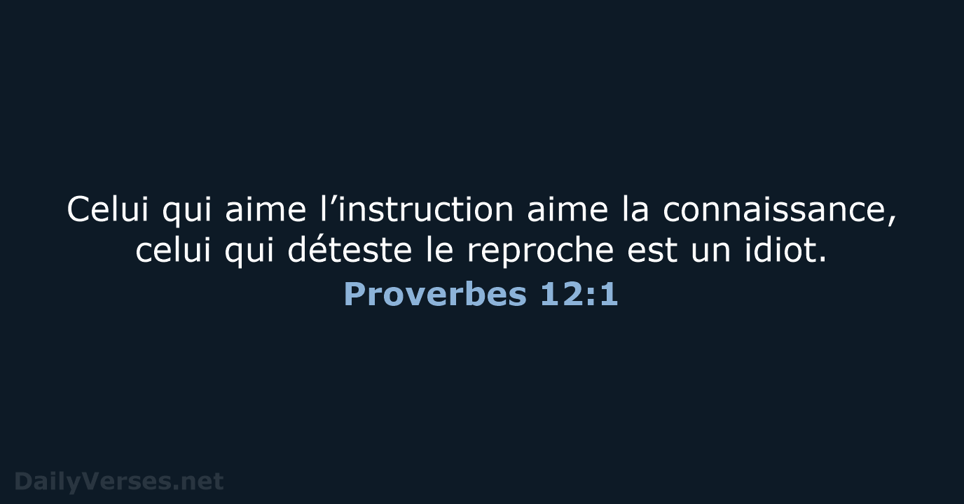 Proverbes 12:1 - SG21