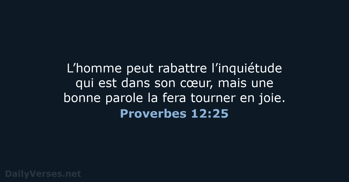Proverbes 12:25 - SG21