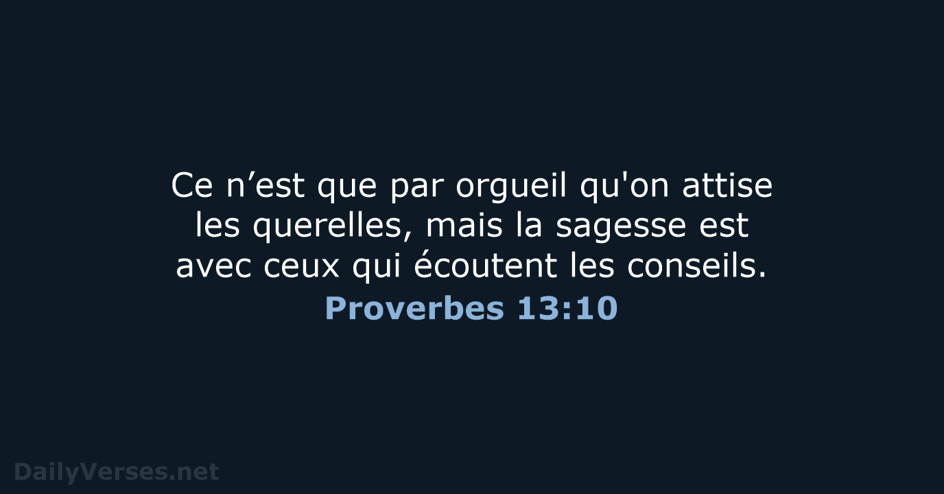 Proverbes 13:10 - SG21
