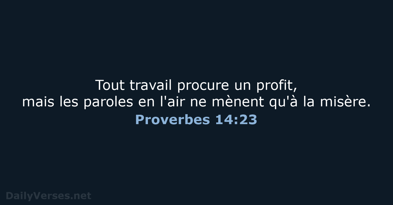 Proverbes 14:23 - SG21