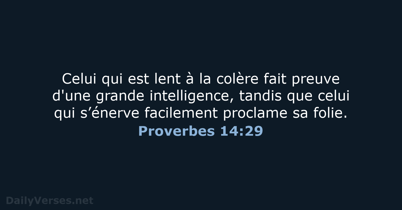 Proverbes 14:29 - SG21