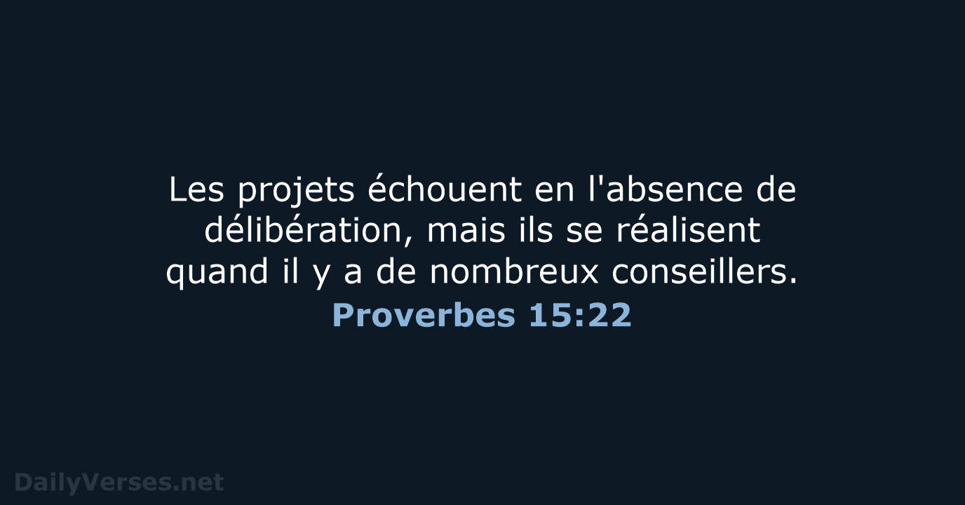 Proverbes 15:22 - SG21