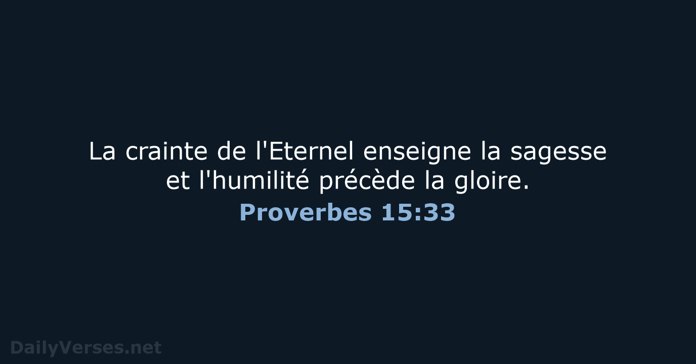 Proverbes 15:33 - SG21