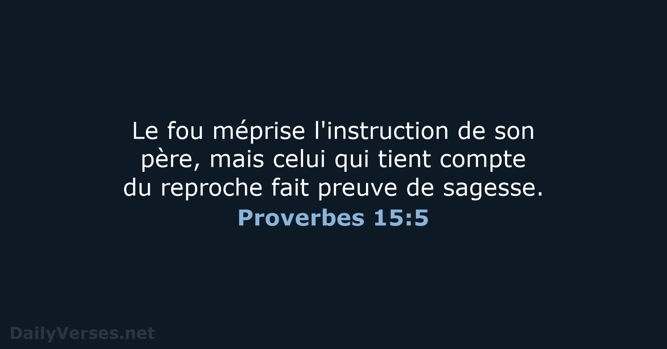 Proverbes 15:5 - SG21