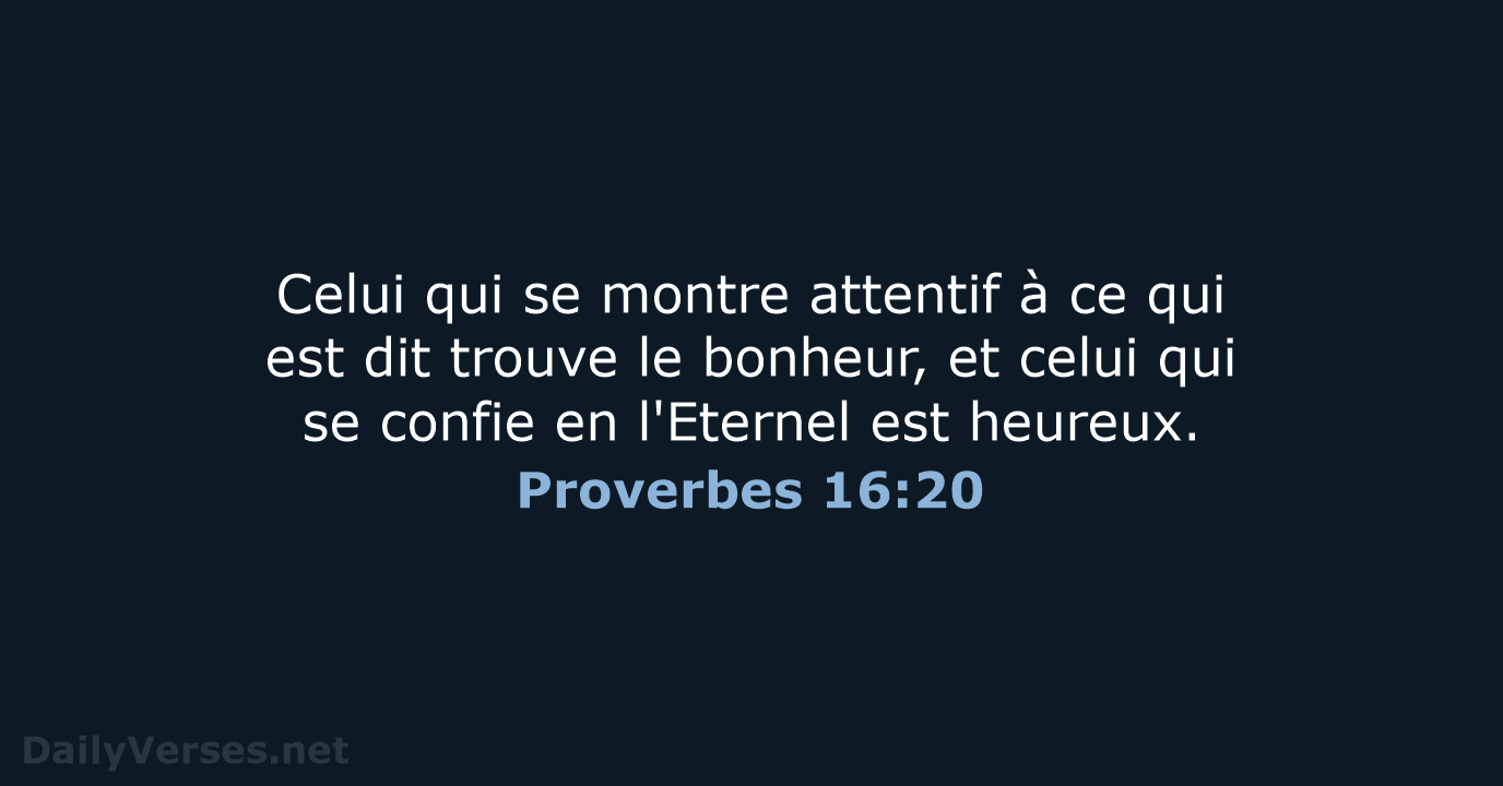 Proverbes 16:20 - SG21