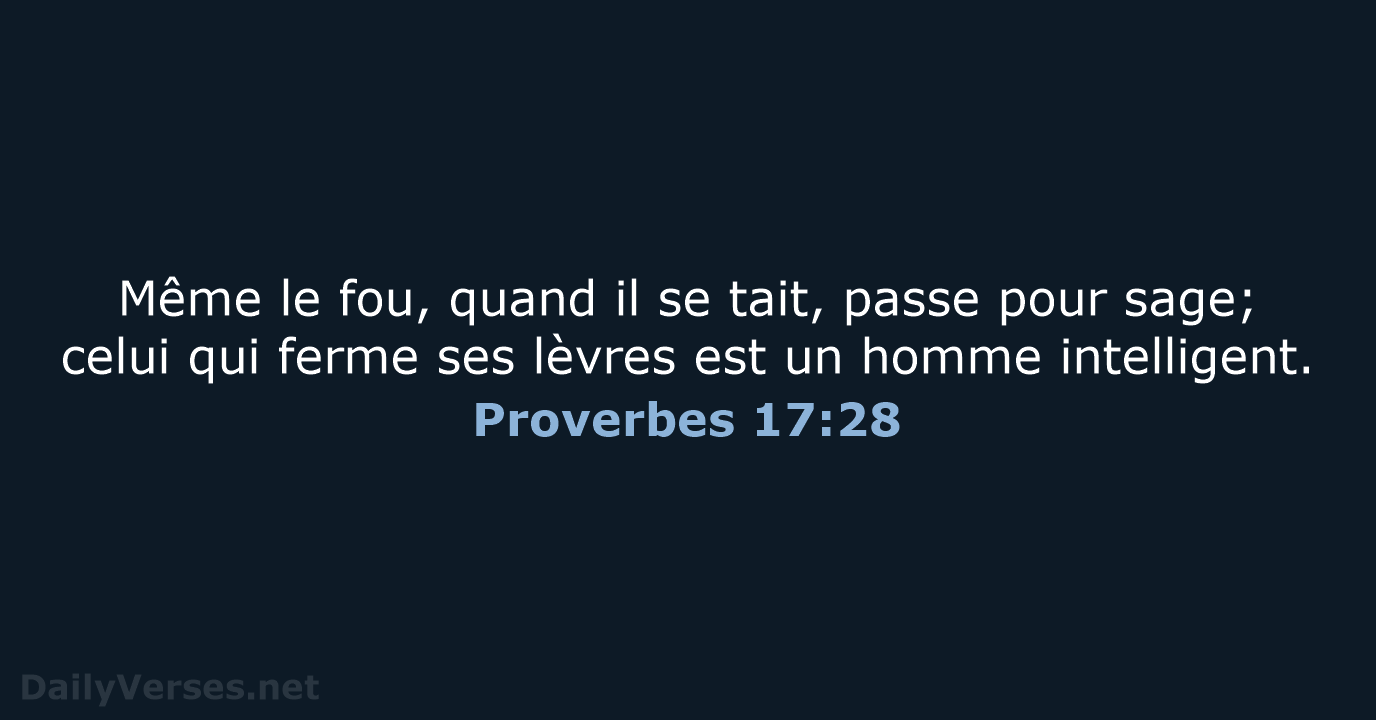 Proverbes 17:28 - SG21