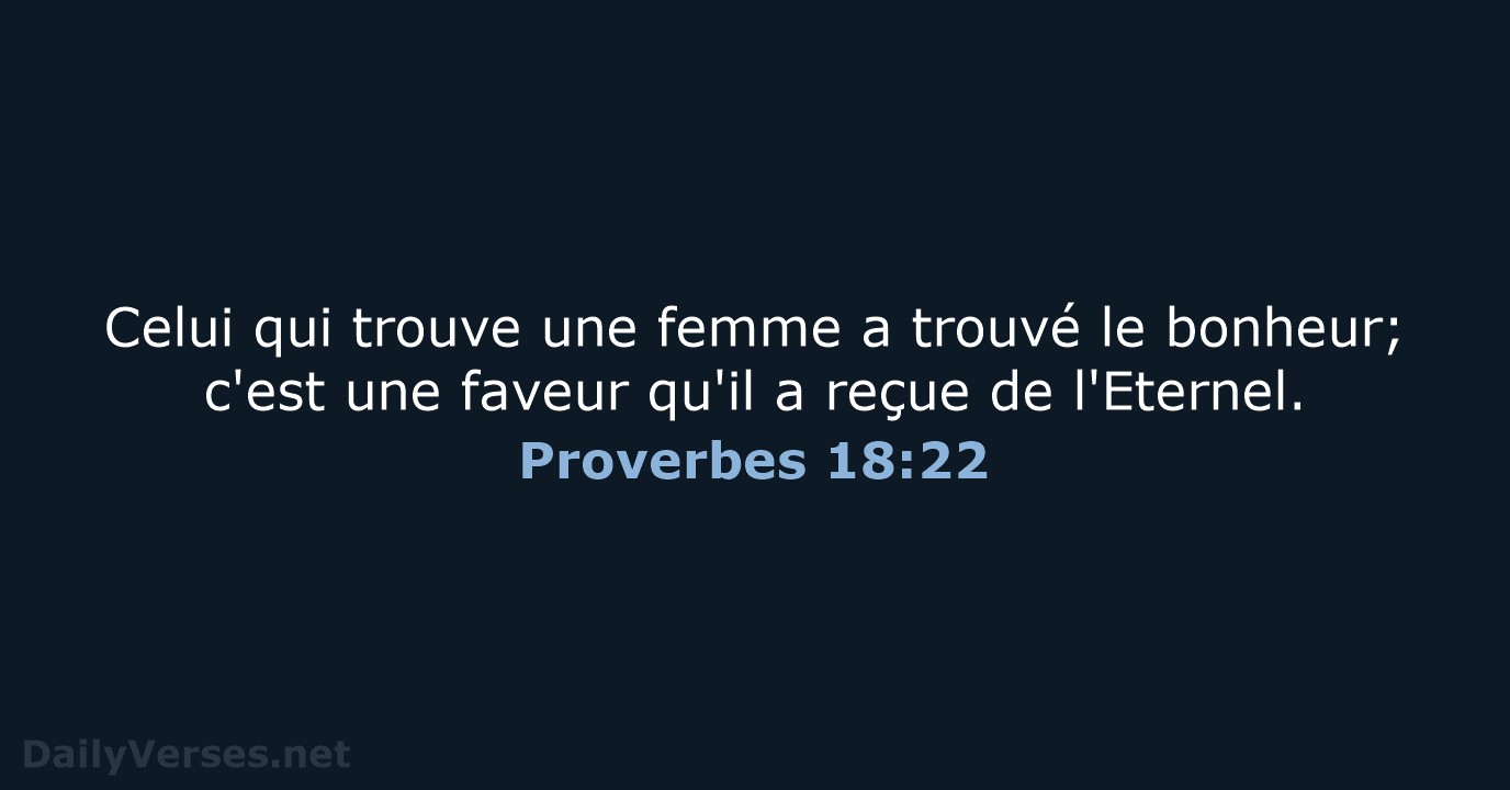 Proverbes 18:22 - SG21