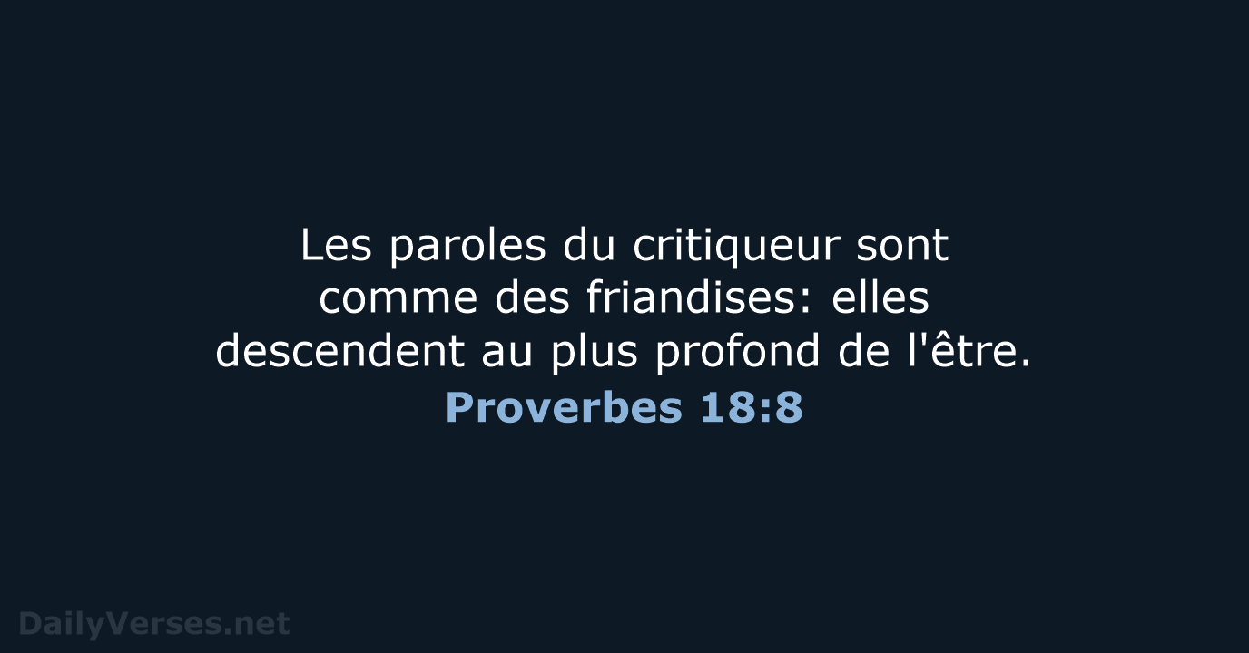 Proverbes 18:8 - SG21