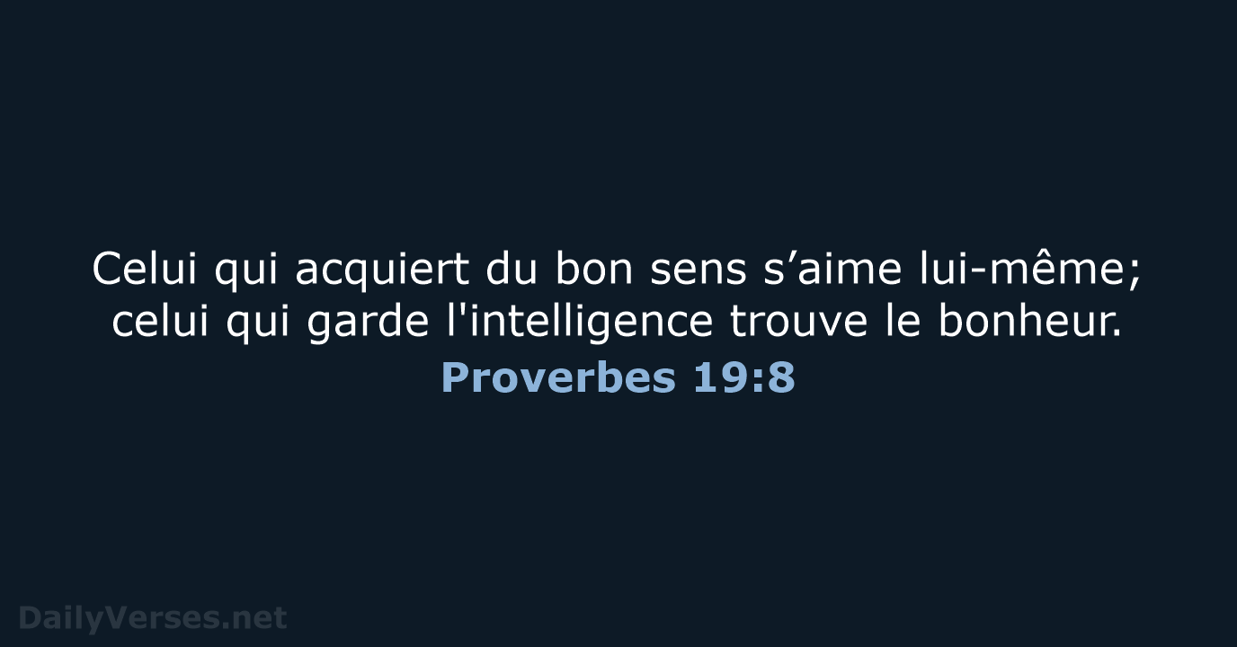 Proverbes 19:8 - SG21