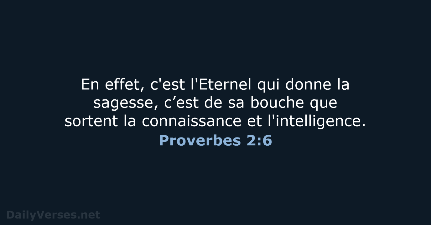 Proverbes 2:6 - SG21