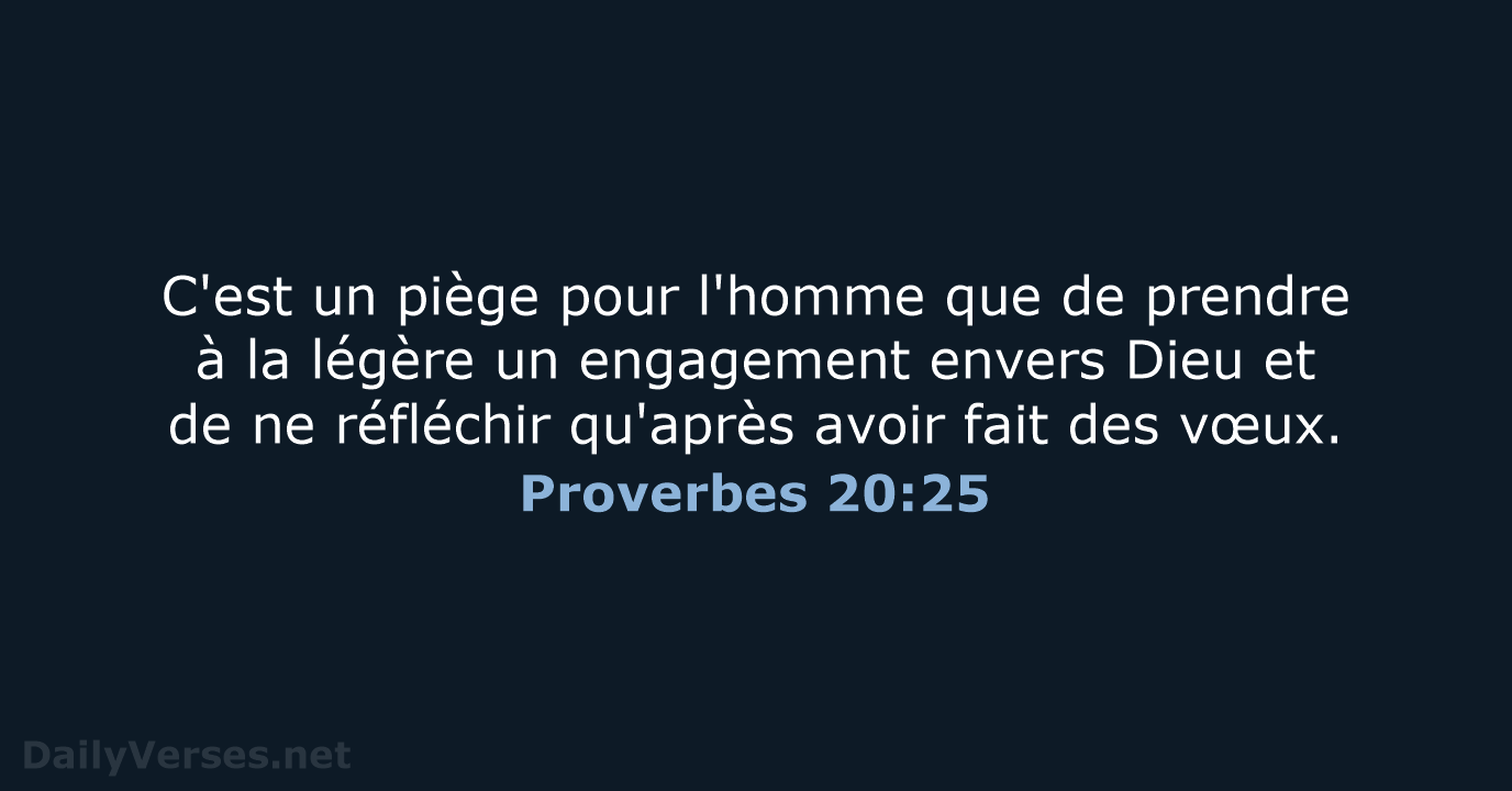 Proverbes 20:25 - SG21