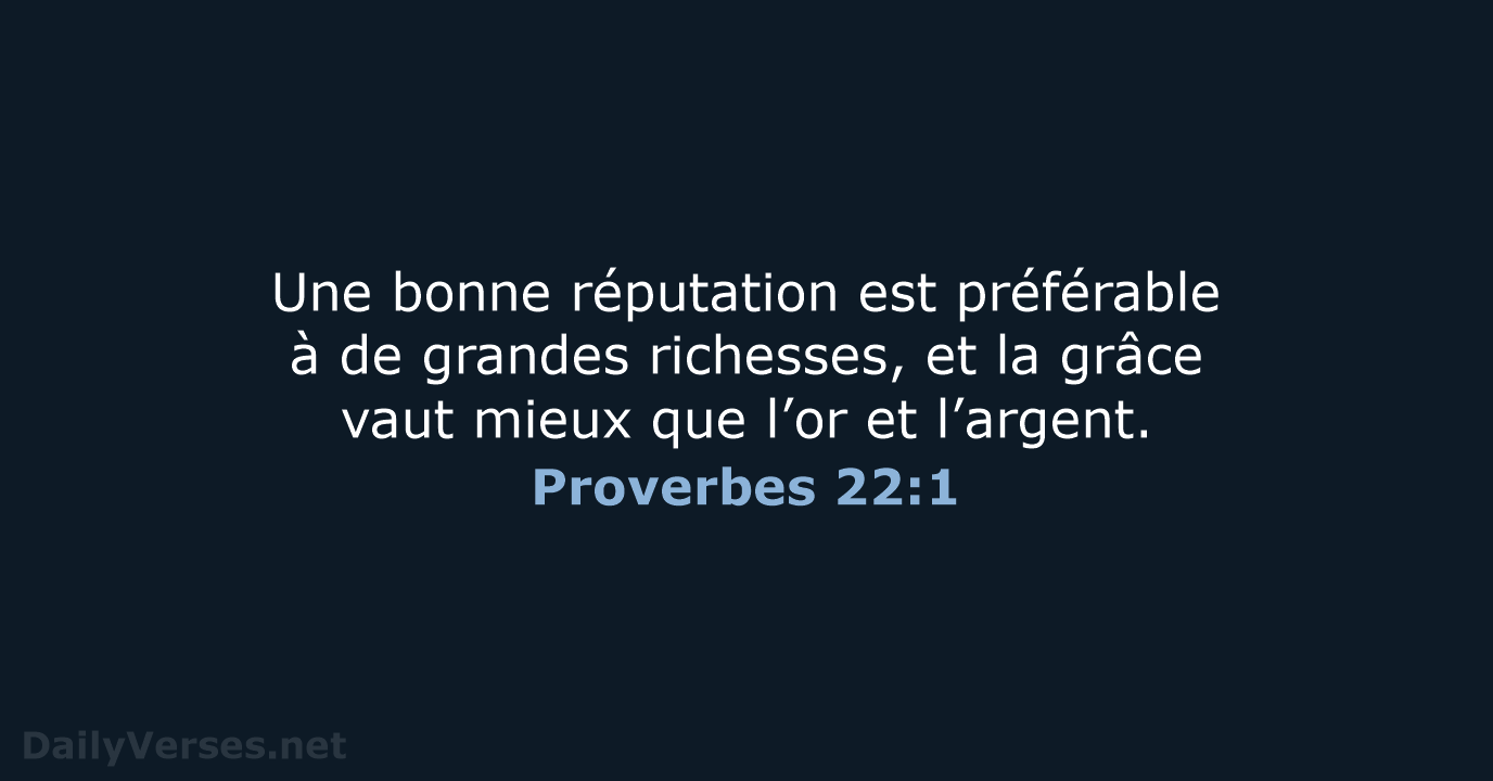 Proverbes 22:1 - SG21