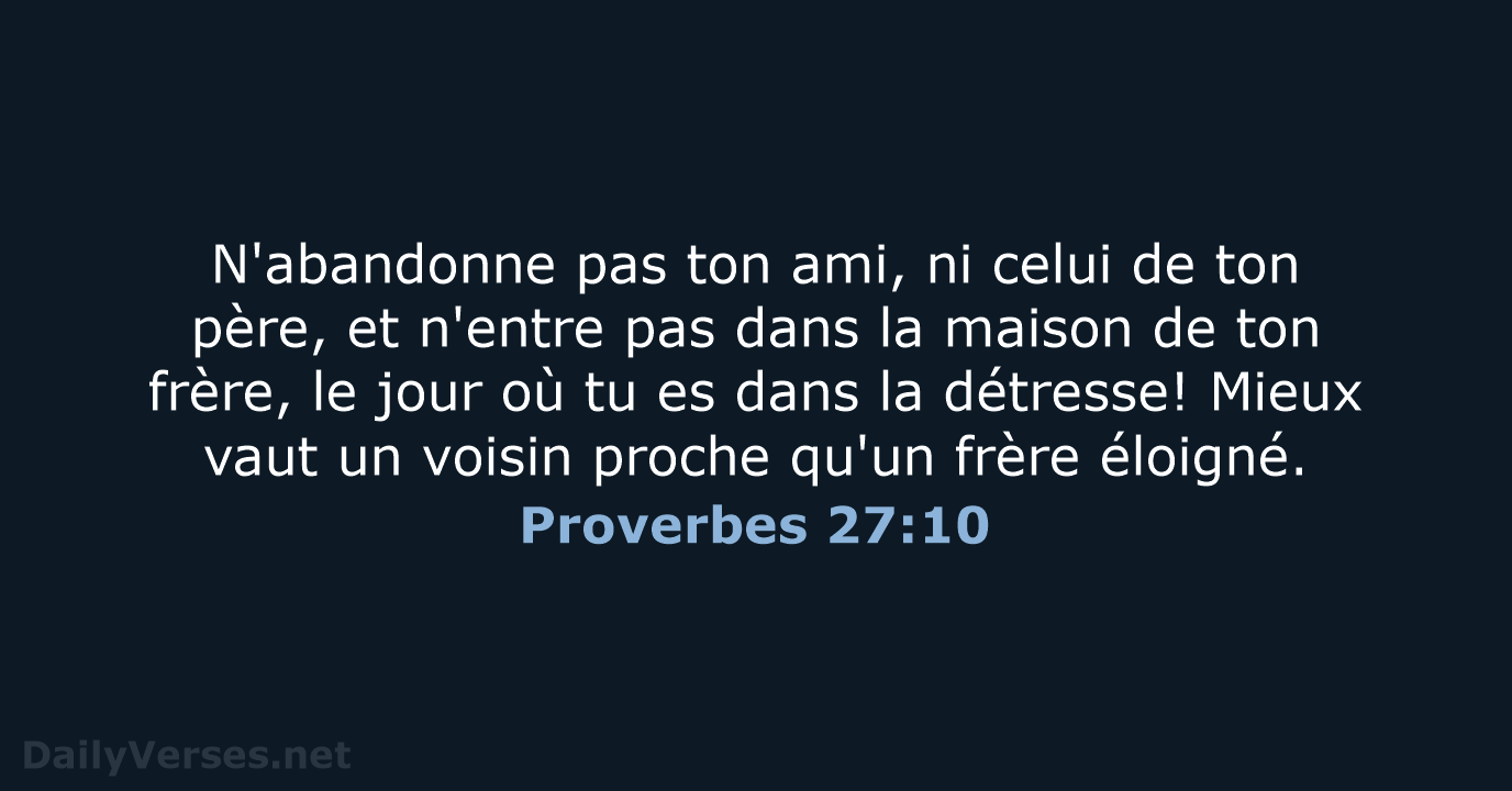 Proverbes 27:10 - SG21