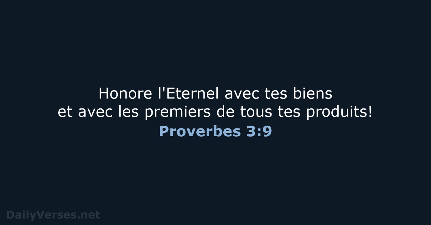 Proverbes 3:9 - SG21