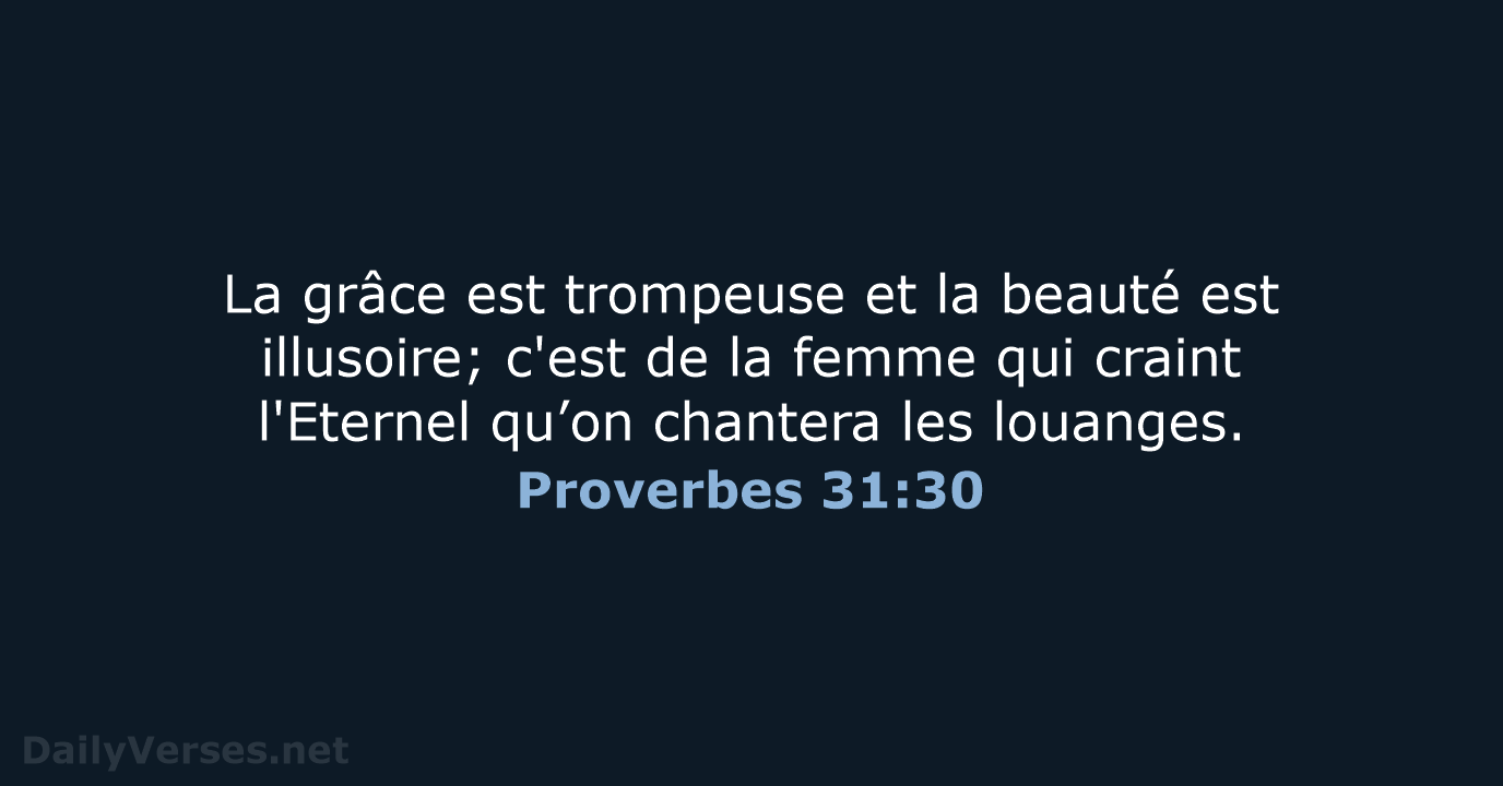 Proverbes 31:30 - SG21