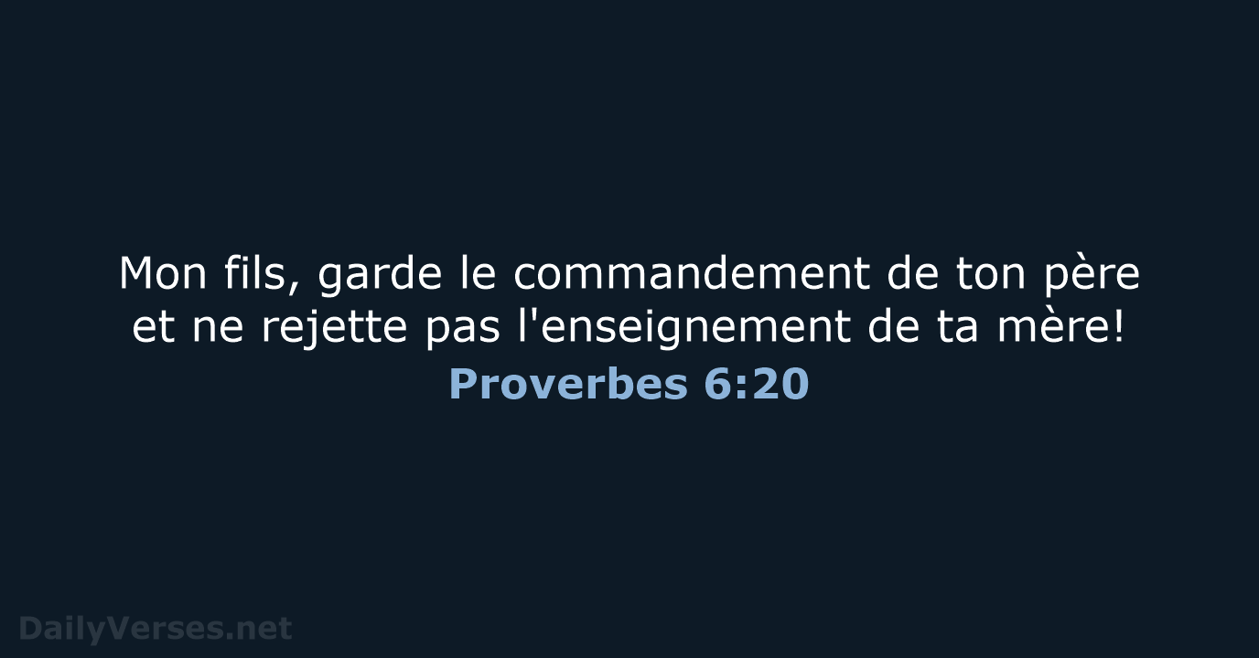 Proverbes 6:20 - SG21