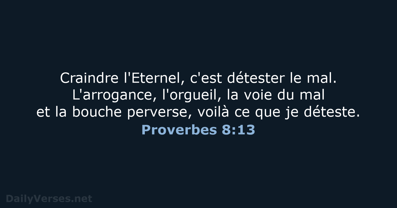 Proverbes 8:13 - SG21