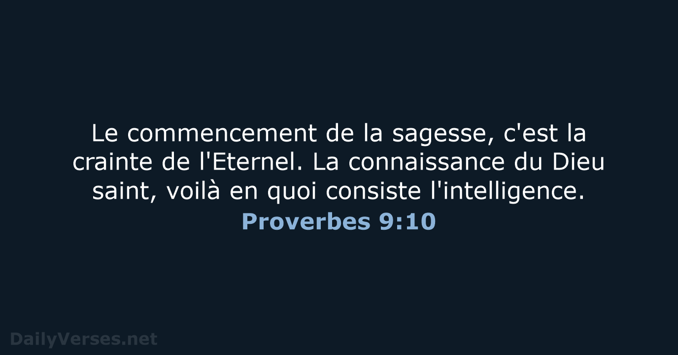 Proverbes 9:10 - SG21