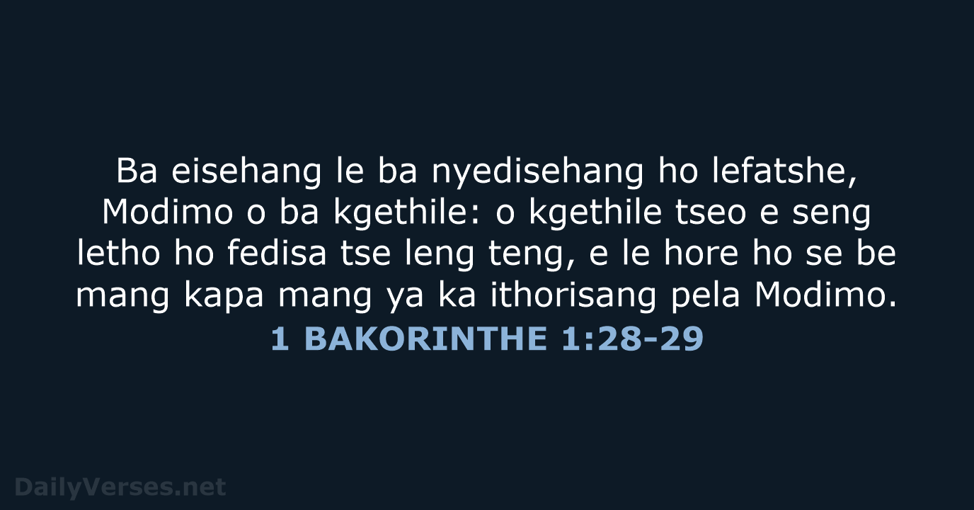 1 BAKORINTHE 1:28-29 - SSO89