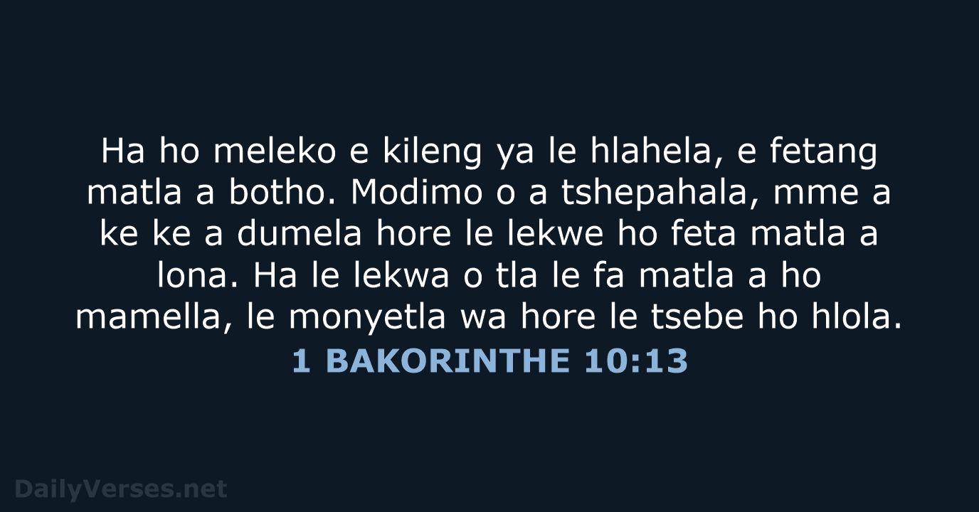 1 BAKORINTHE 10:13 - SSO89