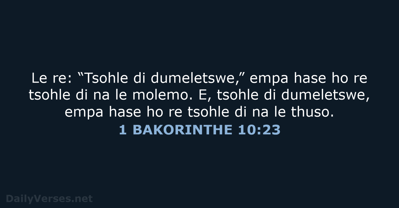 1 BAKORINTHE 10:23 - SSO89
