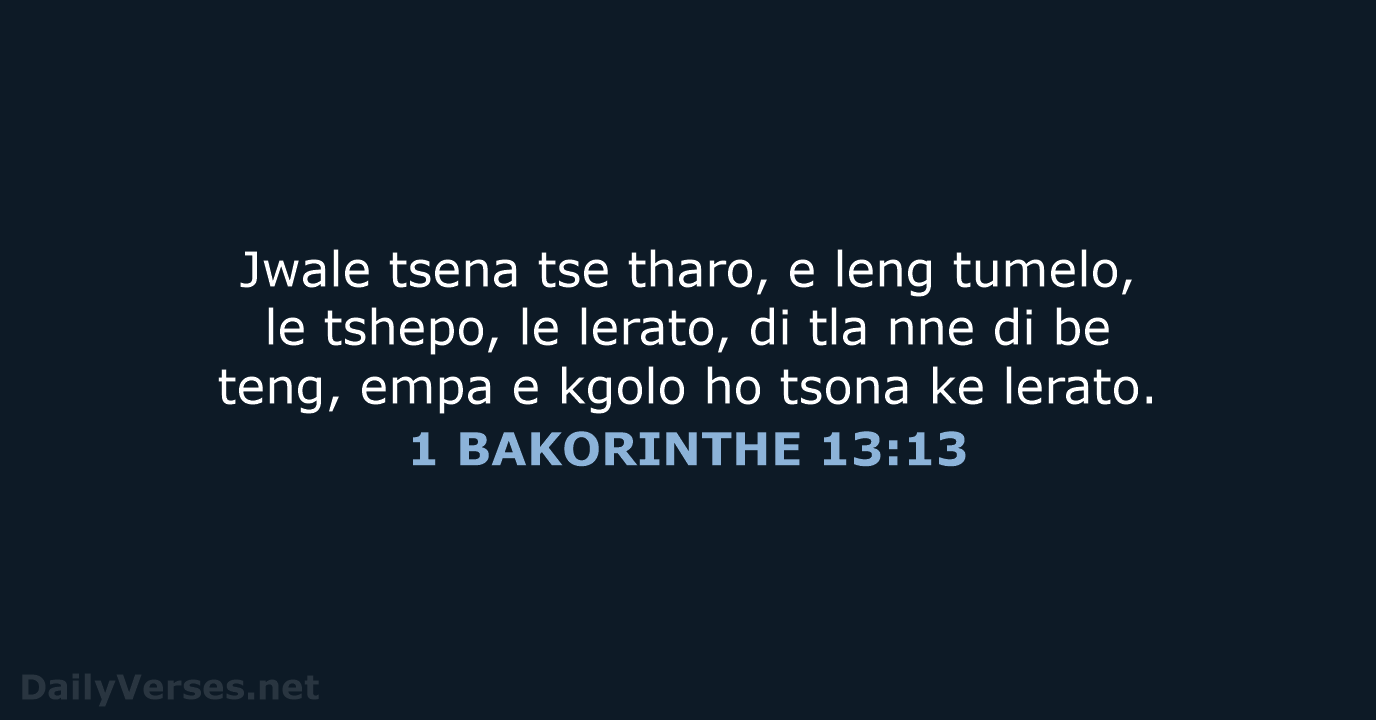 1 BAKORINTHE 13:13 - SSO89