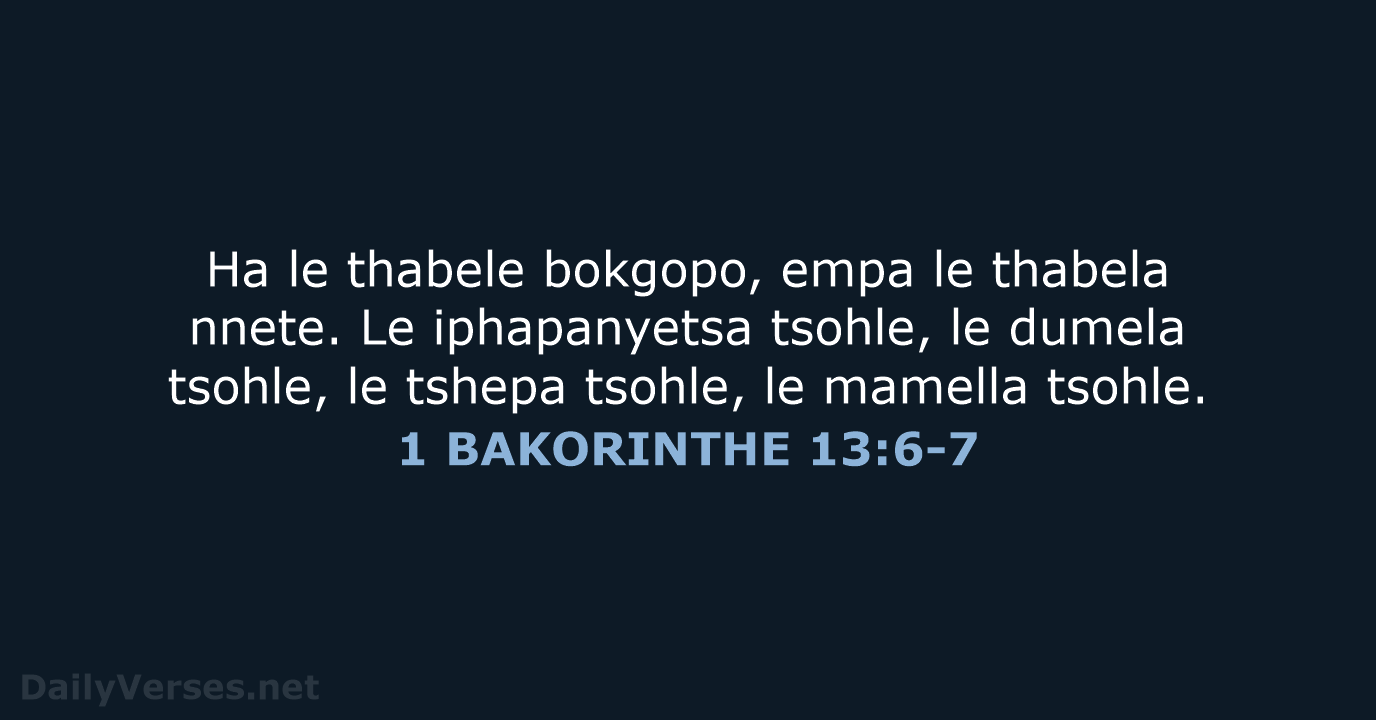 1 BAKORINTHE 13:6-7 - SSO89