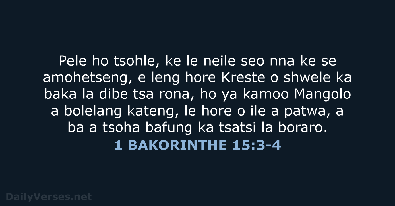1 BAKORINTHE 15:3-4 - SSO89